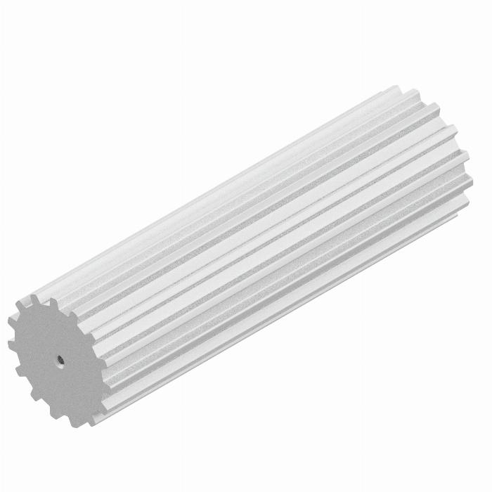 Splined shaft T10 with 15 teeth and L=160mm made of aluminum