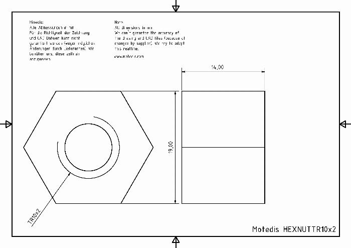Trapezförmige Gewindemutter TR10x2 rechts - sechseckiges Aluminium - Beta