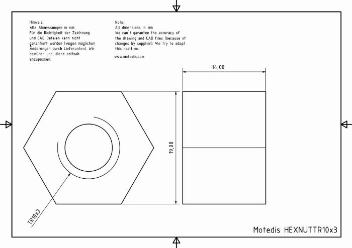 Trapezgewindemutter TR10x3 rechts - Sechskant, Aluminium - Beta
