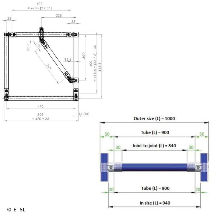 H-104 BK, aus Stahl und schwarzer Farbe, muss verdoppelt werden, um einen Verbinder für Rundrohr 28 mm herzustellen