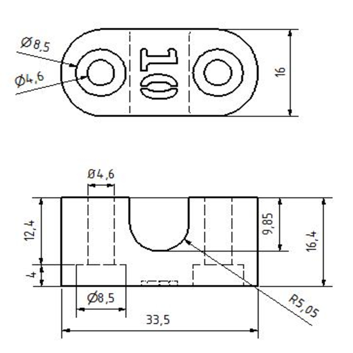 Wellenhalter - 3D Druck - Welle 10mm