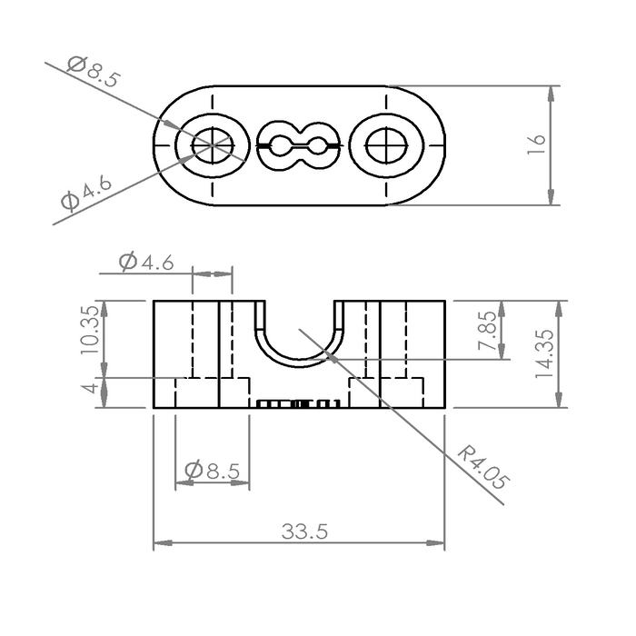 Wellenhalter - 3D Druck - Welle 8mm