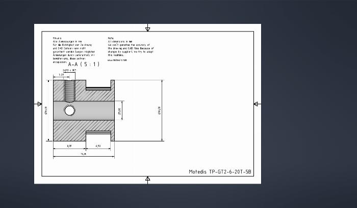 GT2 Riemenscheibe 20 Zähne 5mm Bohrung für 6mm Riemen