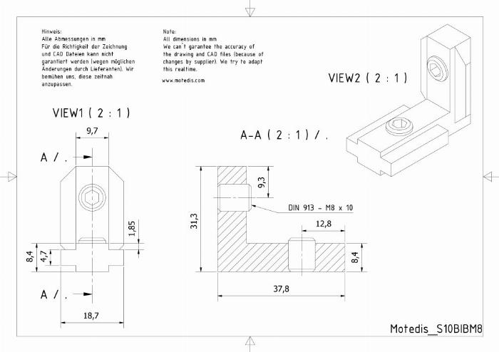 Innenwinkeln Zinkdruckguss 45 Nut 10 90°