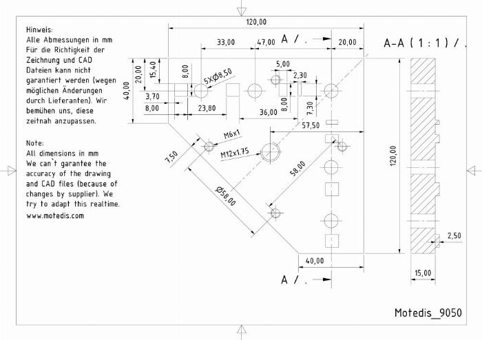 Fußplatte Aluminium Nut 8 für Heberollen 60