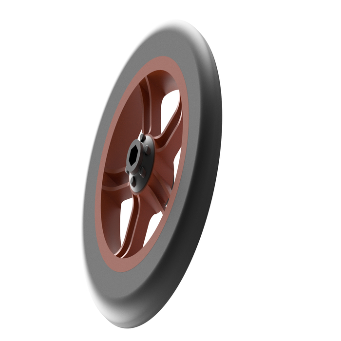 304.8 mm air wheel with PVC rim and ball bearings.