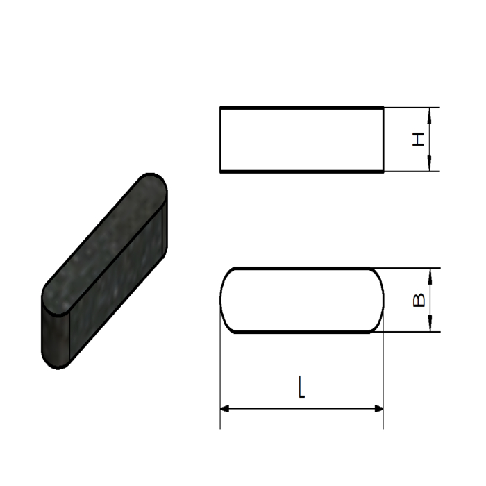 Passfeder DIN 6885 Form A 3x3x16mm Stahl blank