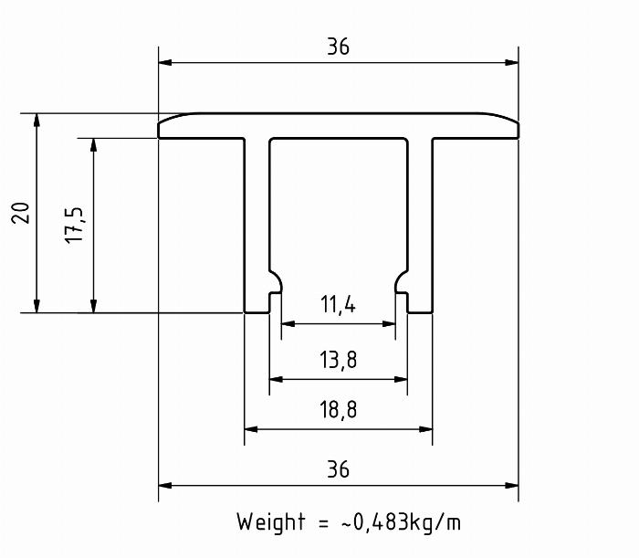Middle clamp 36 Aluminium
