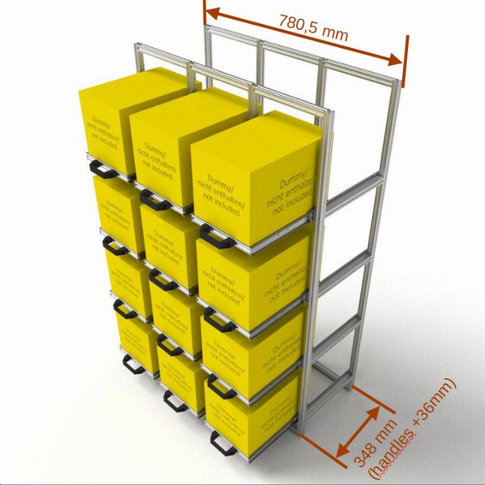 Triple rear garage shelf with telescopic slider