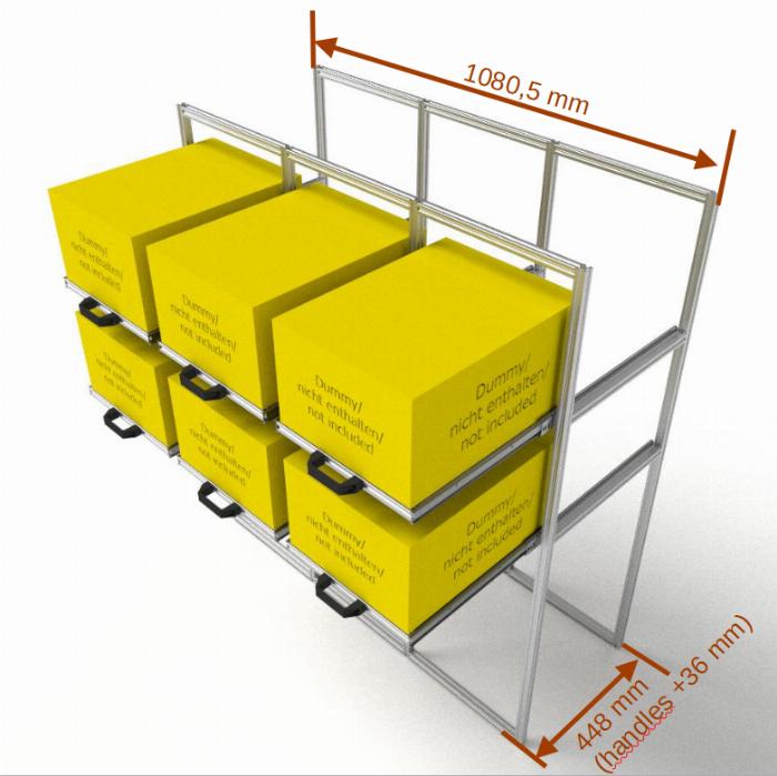 Triple rear garage shelf with telescopic slider