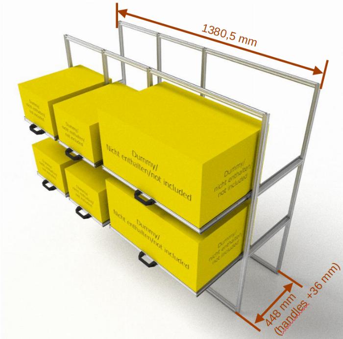 Triple rear garage shelf with telescopic slider