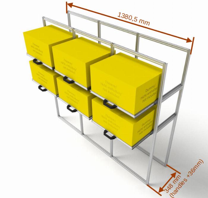 Triple rear garage shelf with telescopic slider